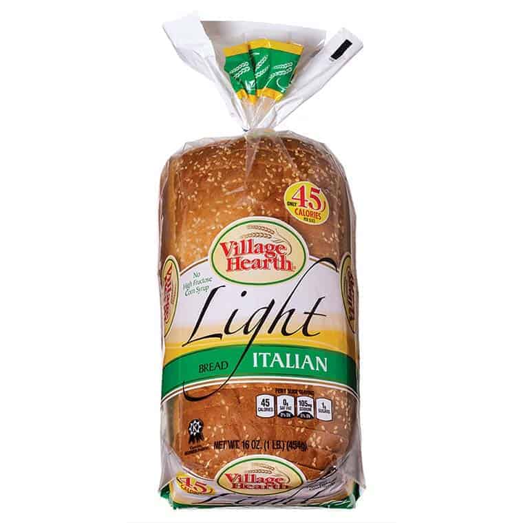A loaf of Village Hearth light Italian Bread 45 calories
