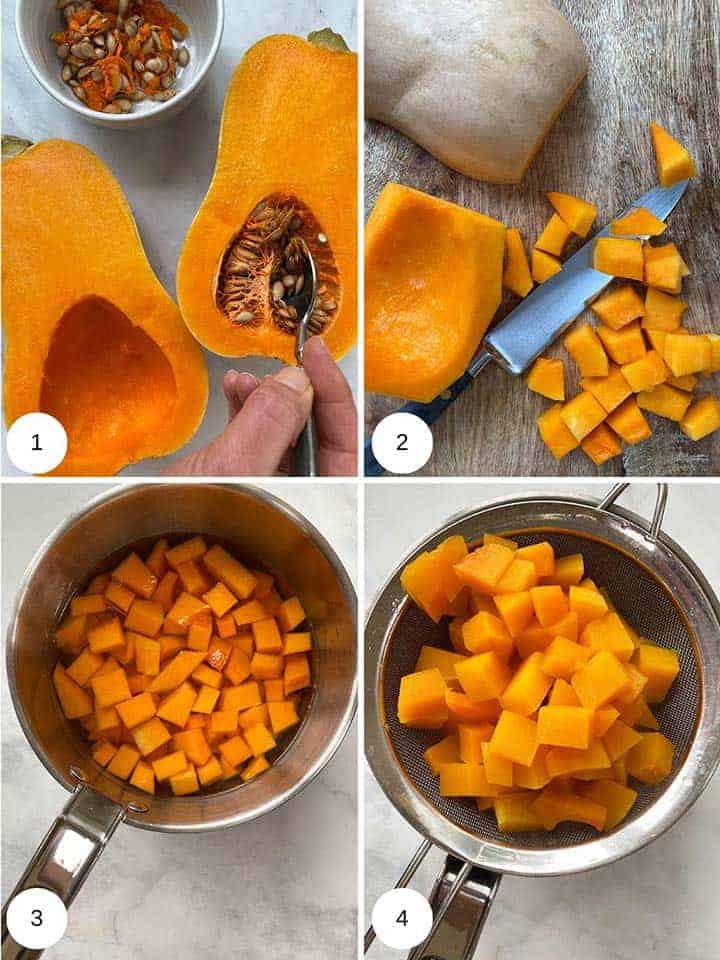 Process picture of making Butternut Squash mash