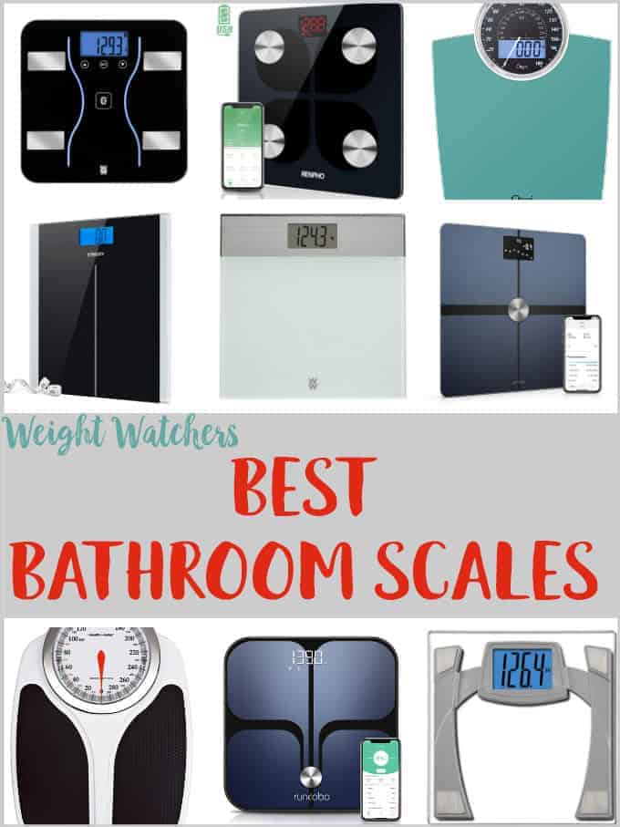 A collage of pictures of bathroom scales