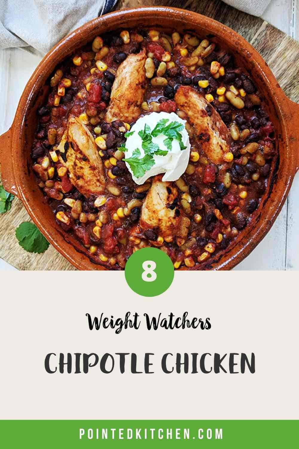 A casserole dish of Weigh Watchers Chipotle Chicken