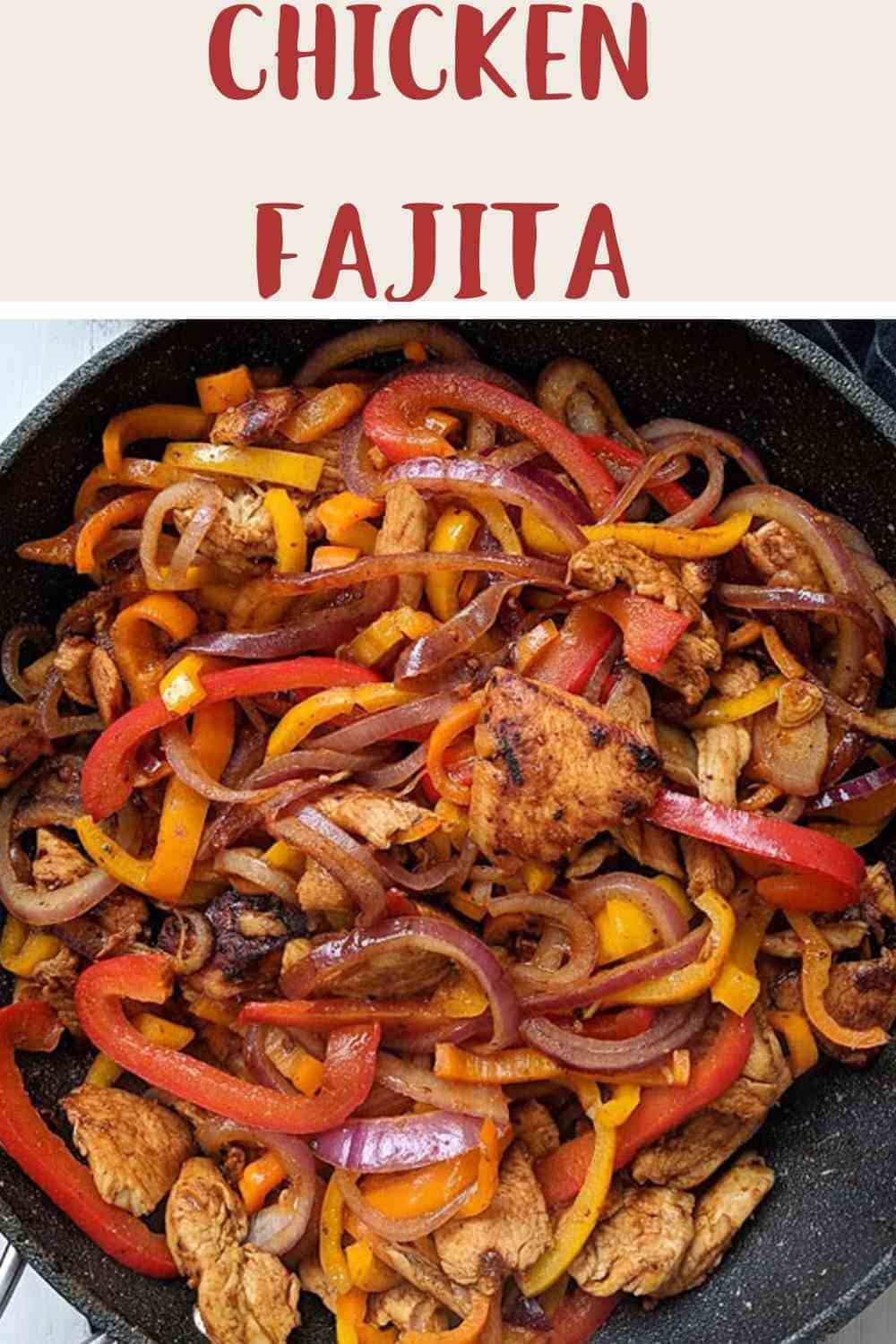 A close up picture of chicken fajitas in a skillet