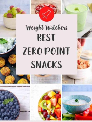 A collage of foods that are the best zero point snacks for Weight Watchers
