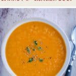 A white bowl of WW Carrot & Ginger Soup