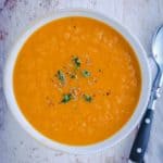 A bowl of WW Carrot & Ginger Soup