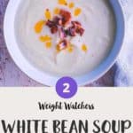 White bean soup with bacon crumbles