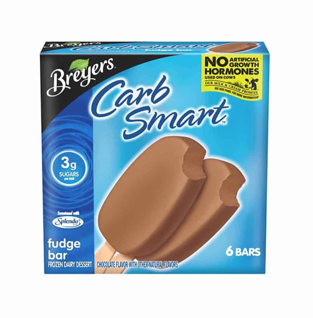 A box of Breyers Carb Smart fudge bars