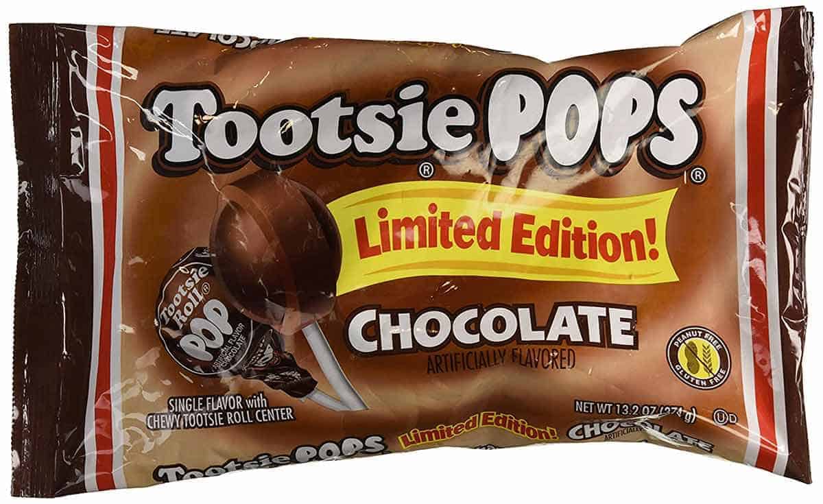 A bag of limited edition Tootsie Pops chocolate flavoured