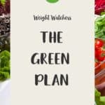 Salads on a white background. Text overlay - The Green Plan