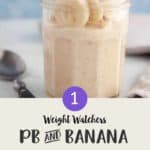 A jar full of overnight oats topped with banana