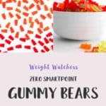 A collage of gummy bears on a white table