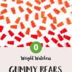 Red, green and orange gummy bears on a white background