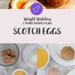 A collage of scotch eggs being made