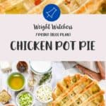 A collage of pictures of Chicken Pot Pie with text overlay stating 7 Points Blue plan