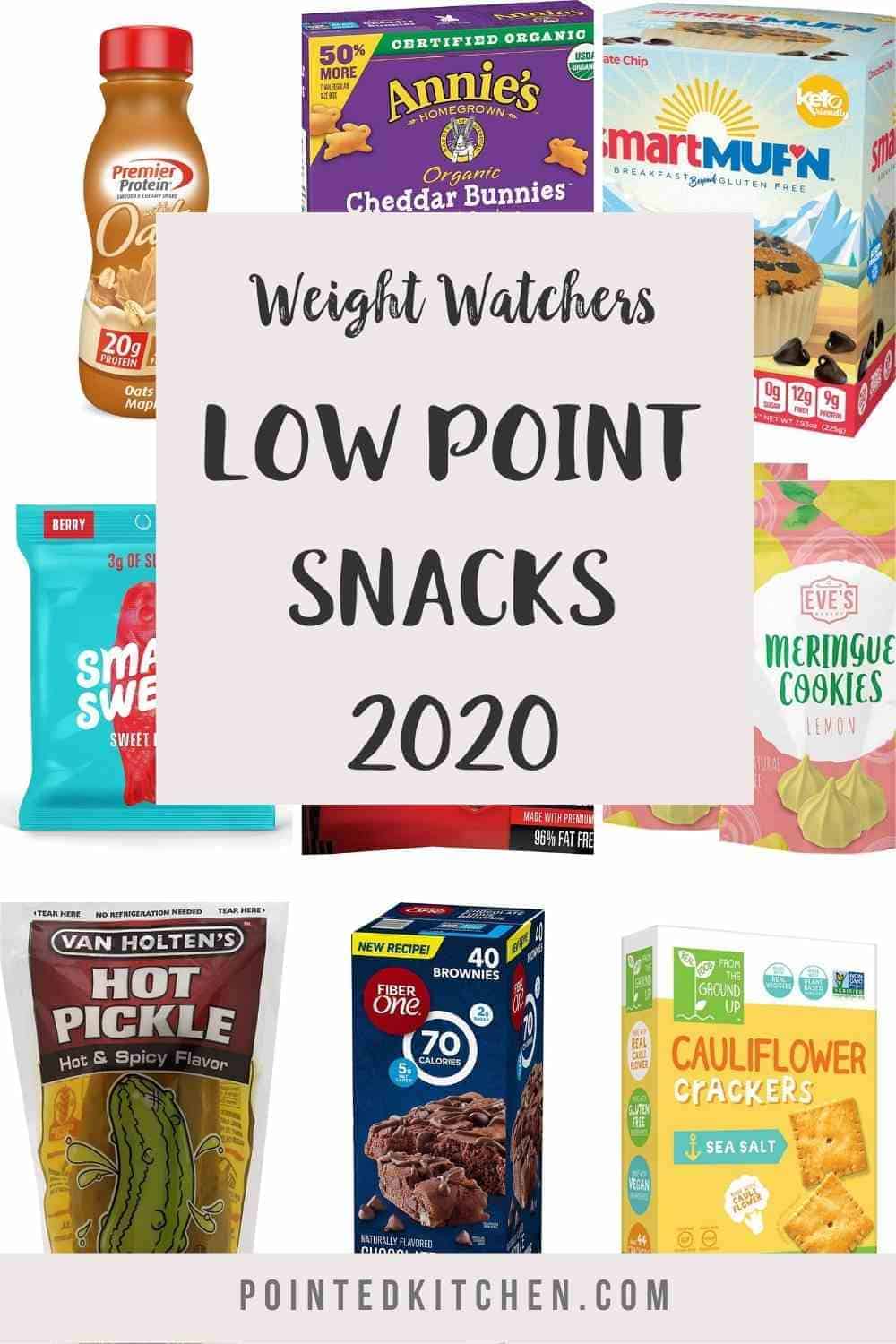 A collage of low point snacks for WW with text overlay