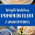 3 pictures of pumpkin fluff and ingredients to make pumpkin fluff with a text overlay stating it is 2 SmartPoints.