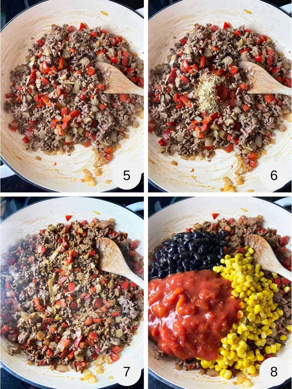4 photographs of the process of making WW burrito bowls.