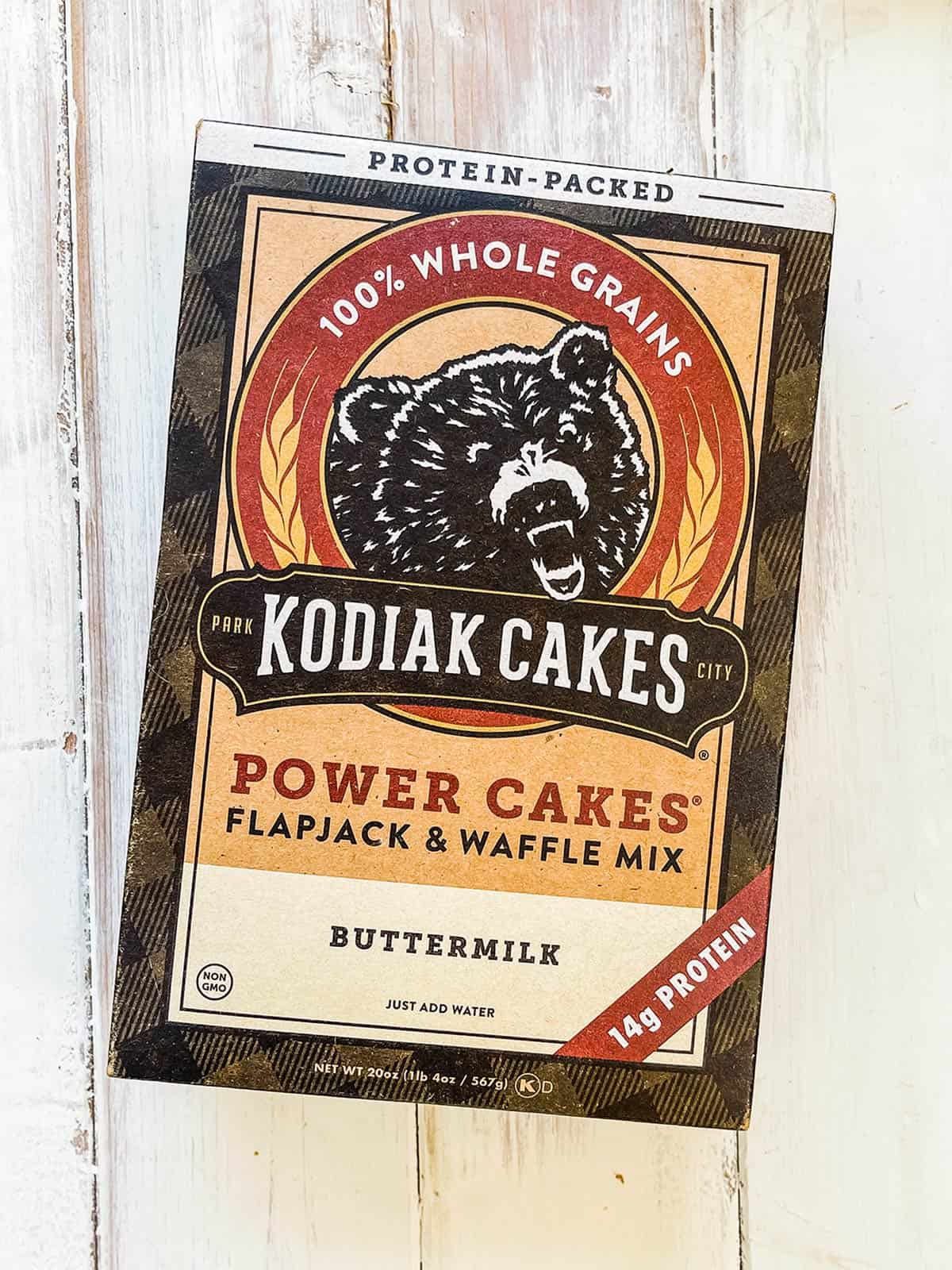 A box of Kodiak Cakes Flapjack and waffle mix.