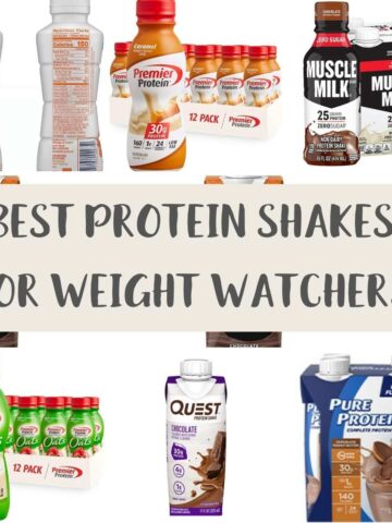 A selection of protein shakes with text overlay stating Best Protein Shakes for Weight Watchers.