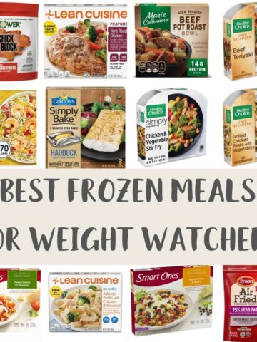 A collage of photos showing some of the best store brought frozen meals for Weight Watchers