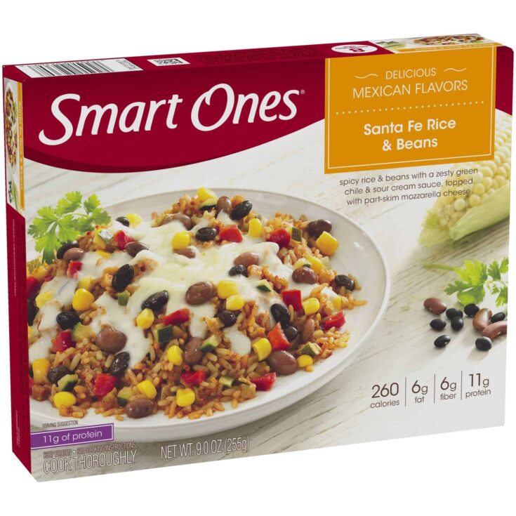 A box of Smart Ones Santa Fe Rice and Beans.